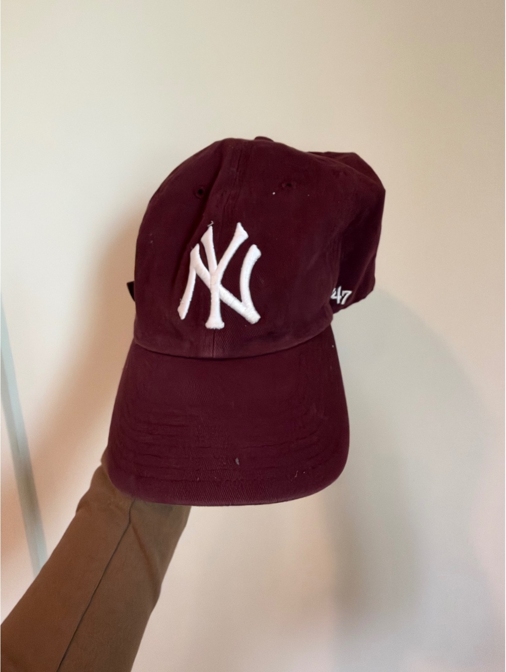 ’47 Brand New York Yankees Burgundy Clean Up Adjustable Baseball Cap